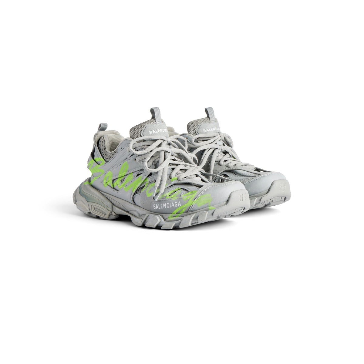 Balanciaga Track Gris Avec Logo Jaune Fluo