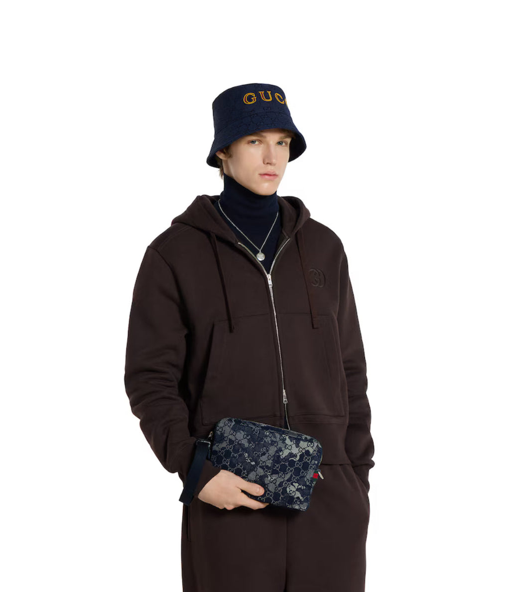 Sac à bandoulière en denim GG petit format