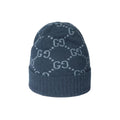 Bonnet Et Écharpe en jacquard de cachemire GG en Bleu Marine